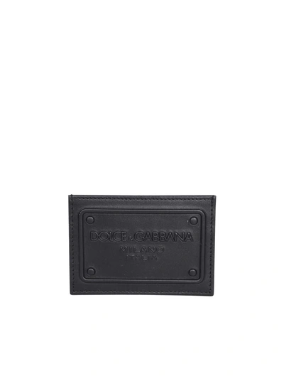 Dolce & Gabbana Leather Card Holder With Logo In Black