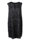 Fabiana Filippi Metallic-threading Fringed Black Minidress In Black