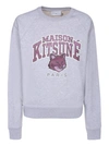 Maison Kitsuné Crewneck Sweatshirt With Logo Print In Grey