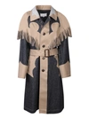 Maison Margiela Fringed Panelled Single-breasted Coat In Beige