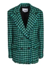 Msgm Houndstooth Pattern Tweed Jacket In Green
