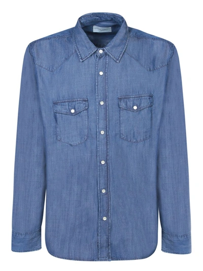 Officine Generale Felix Flap-pocket Denim Shirt In Blue