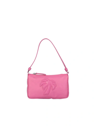 Palm Angels Logo Patch Zipped Shoulder Bag In Pink