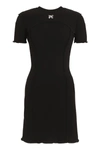 Palm Angels Monogram Ribbed Dress With Frayed Edges In Black