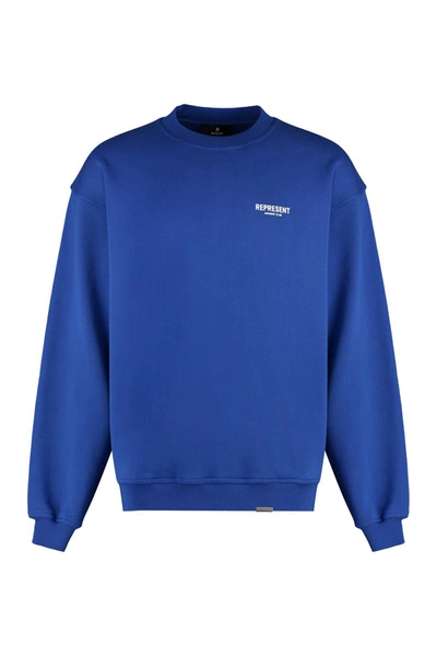 Represent Owners Club Logo Cotton Sweatshirt In Blue