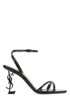 Saint Laurent Opyum Leather Sandals In Black