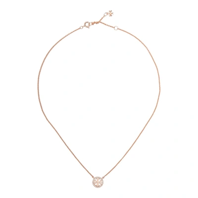 Tory Burch Embellished Miller Pendant Necklace In Rose Gold / Crystal
