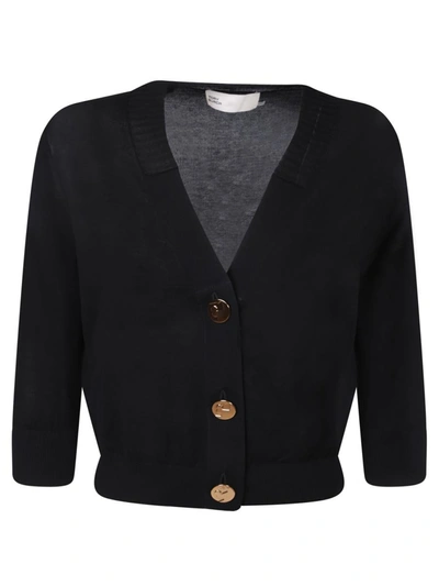Tory Burch V-neck Cotton Cropped Cardigan In Black