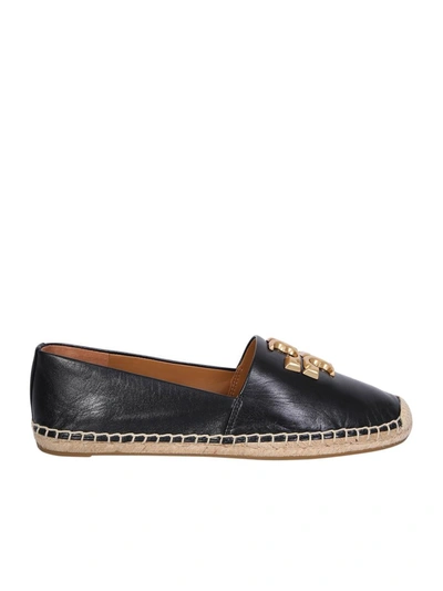 Tory Burch Eleanor Leather Espadrilles In Black