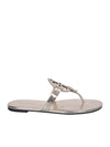 Tory Burch Miller Soft Metallic Leather Sandals In Grey