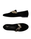 Giuseppe Zanotti Velvet Crystal-trim Loafer, Navy In Black