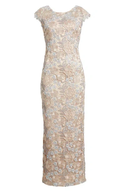 Xscape Women's Embroidered Floral Lace Boat-neck Gown In Rose Gold