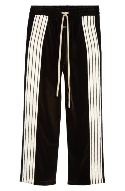 Fear Of God Forum Striped Canvas-trimmed Cotton And Modal-blend Velvet Sweatpants In Brown