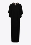 Moschino Chain And Heart Envers Maxi Dress In Satin In Black