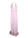 16arlington Isolde Feather-trim Halterneck Dress In Pink