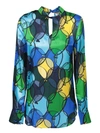 Alessandro Enriquez Baloon Blue/multicolor Blouse In Blue