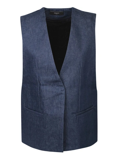 Amiri Raw Indigo Denim Vest In Blue