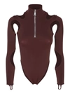 Andreädamo Brown Body Top With Cut-out In Brown
