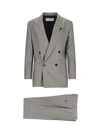 Lardini Grey Double-breasted Suit In Grey