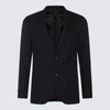 Lardini Navy Blue Stretch-cotton Single-breasted Blazer In Blue