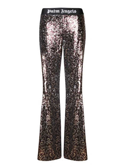 Palm Angels Sequined Trousers In Brown