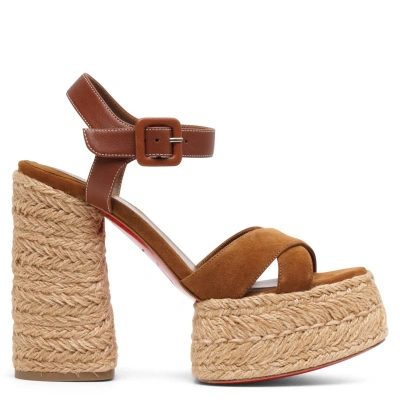 Christian Louboutin Super Calakala 130 Dark Brown Suede Sandals