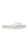 Tory Burch Logo Plaque Open Toe Slides In White