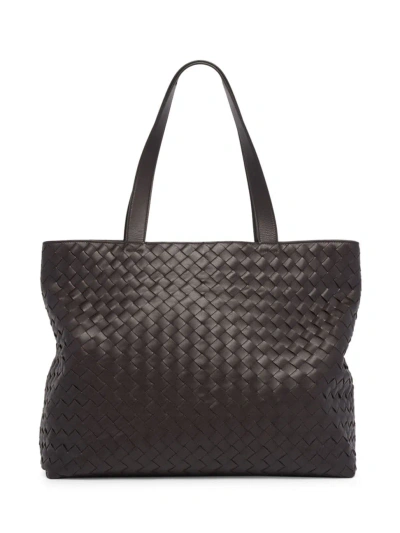 Bottega Veneta Large Zipped Intrecciato Tote Bag In Brown