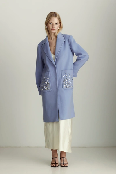 Dawn Levy Women's Colette Crystal-embellished Wool Coat In Blue Hills
