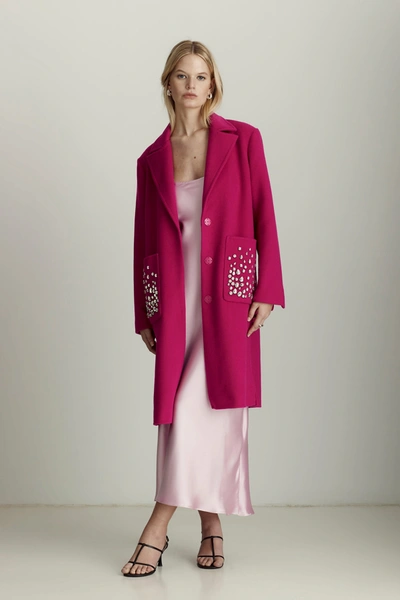Dawn Levy Women's Colette Crystal-embellished Wool Coat In Hot Pink