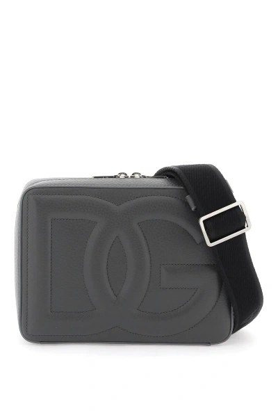 Dolce & Gabbana Dg Leather Camera Bag In Grey