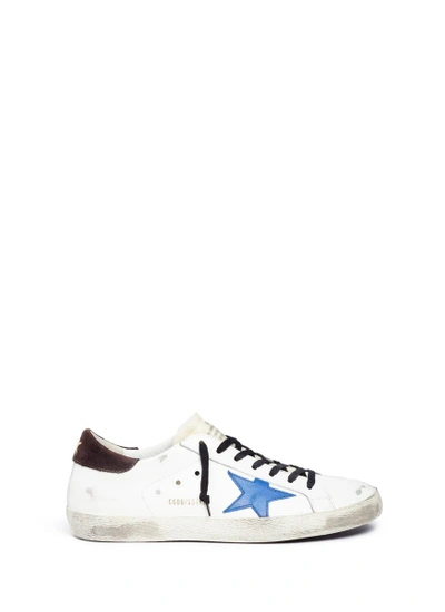 Golden Goose Superstar Velvet-trimmed Distressed Leather Trainers In White