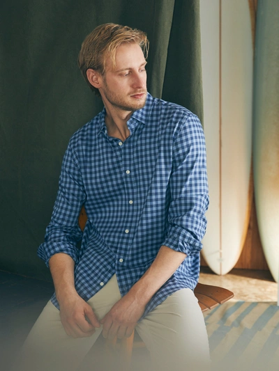Faherty Movement&trade; Shirt Classic Fit In Navy Skies Check