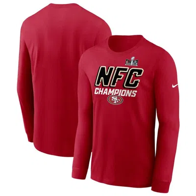 Nike San Francisco 49ers 2023 Nfc Champions Iconic  Men's Nfl Long-sleeve T-shirt In Red