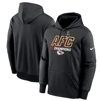 Nike Men's Kansas City Chiefs 2023 Afc Champions Iconic  Therma Nfl Pullover Hoodie In Black