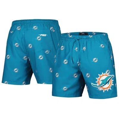 Pro Standard Aqua Miami Dolphins Allover Print Mini Logo Shorts