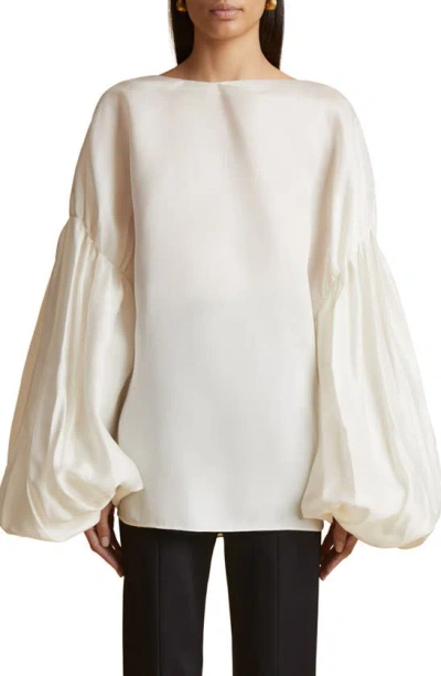 Khaite Quico Oversized Silk Blouse In Ivory
