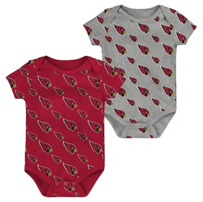 Outerstuff Babies' Newborn And Infant Boys And Girls Cardinal, Gray Arizona Cardinals Two-pack Double Up Bodysuit Set In Cardinal,gray