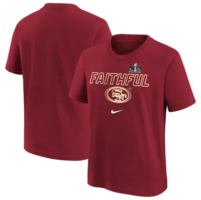 Nike Kids' Big Boys  Scarlet San Francisco 49ers Super Bowl Lviii Local T-shirt