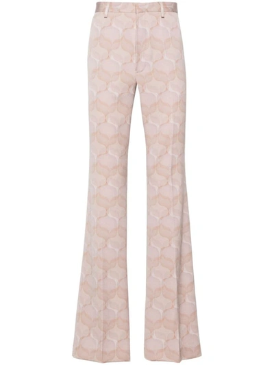 Dries Van Noten Graphic-print Wool Tailored Trousers In Pink