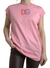 Dolce & Gabbana Pink Cotton Dg Logo Crew Neck Tank T-shirt In Pink