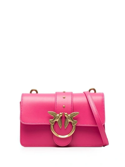 Pinko Pink Leather Crossbody Bag In Pink