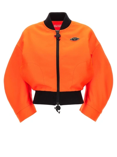 Pucci Neon Logo Bomber Jacket In Orange