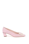 Roger Vivier Heeled Shoes With Patent Finish And Metal Detail In Pink
