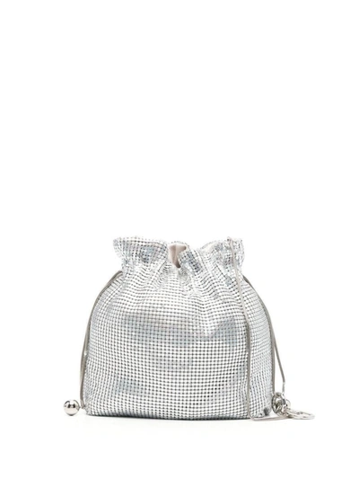 Rosantica Metallic Mesh Drawstring Bag In Silver