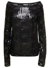 Rotate Birger Christensen Off-the-shoulder Sequined Stretch-mesh Top In Black