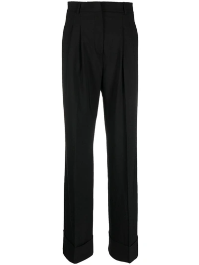 The Andamane Wide Leg Wool Blend Trousers In Black