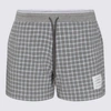 Thom Browne Cotton Tweed Drawstring Shorts In Mid Grey