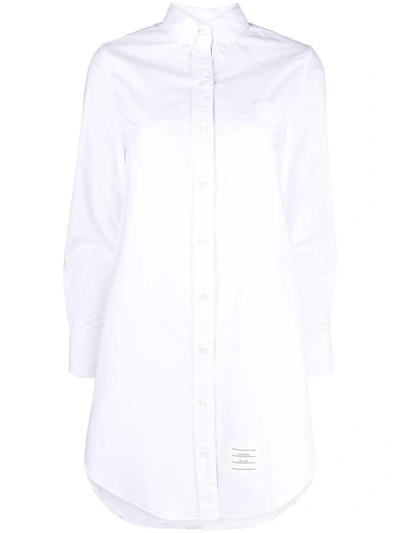 Thom Browne Rwb Cotton Shirt Dress In Grey