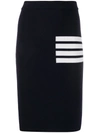 Thom Browne Striped Waffle-knit Wool-blend Pencil Skirt In Blue